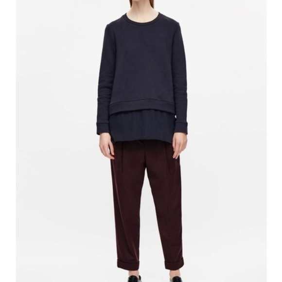 COS Tops - COS Sweatshirt with Silk Panel Dark blue S